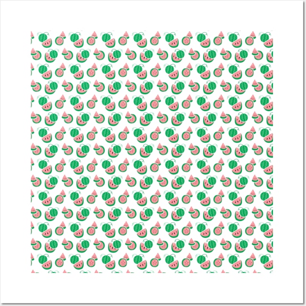 Lots of Watermelon White Pattern Wall Art by saradaboru